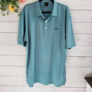 Dunning Golf | Blue Striped Short Sleeve Polo